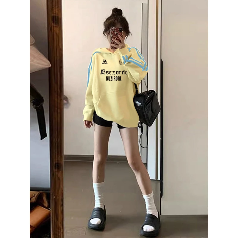 字母印花卫衣宽松卫衣春秋美式长袖休闲小众连帽秋季ins百搭