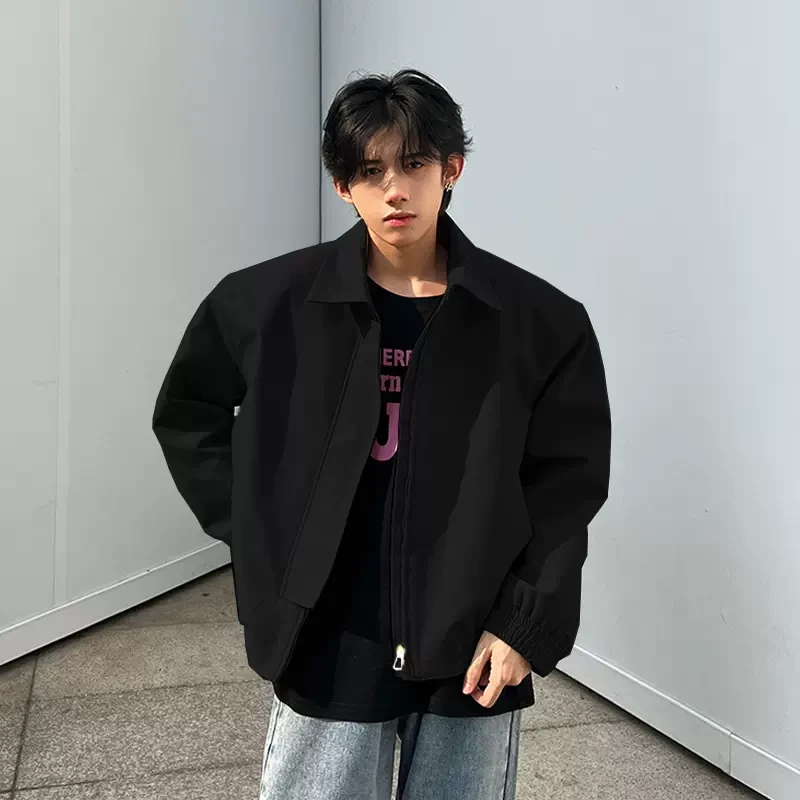 黑色垫肩短款外套男春秋季潮牌痞帅高级感男装美式ma1飞行员夹克