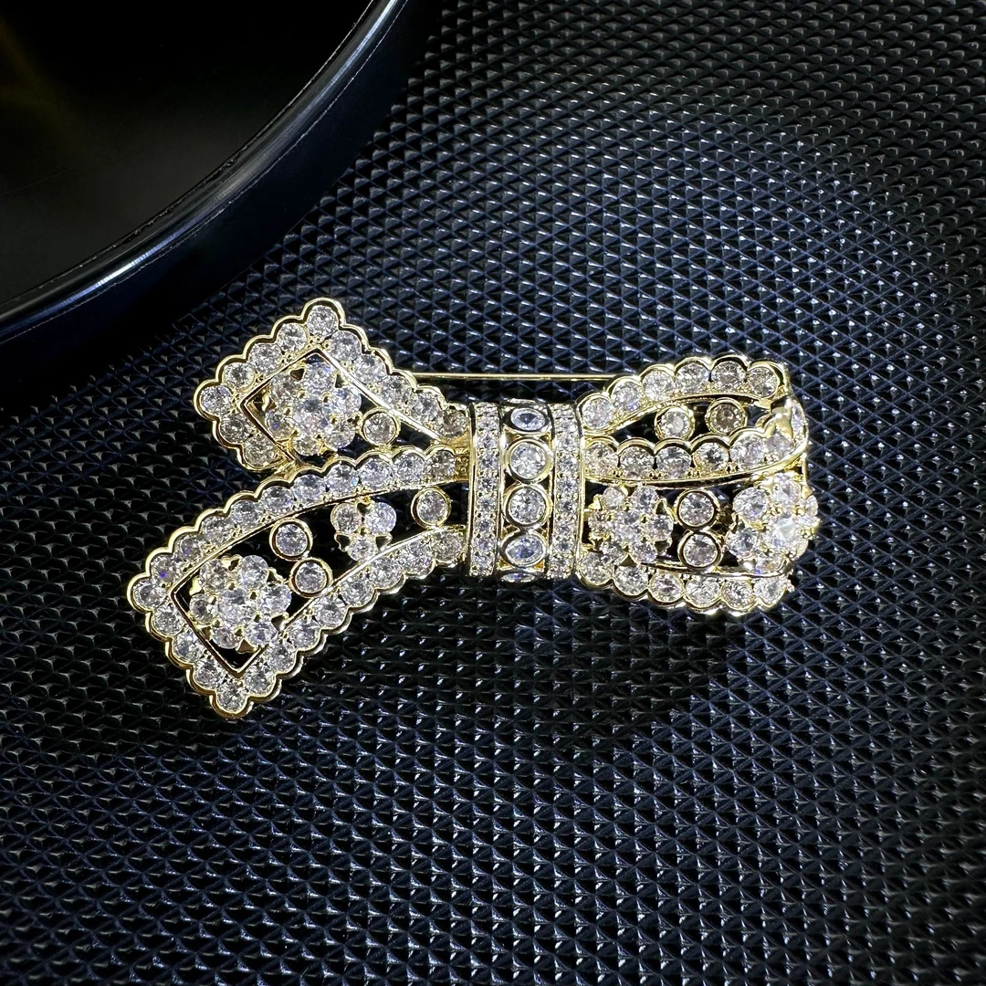 2742黄色蝴蝶结胸针