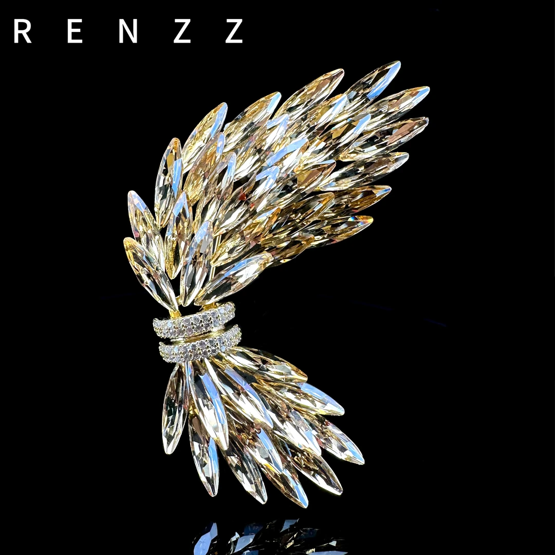 2365 美★【璀璨麦芒】黄色麦芒翅膀大衣胸针