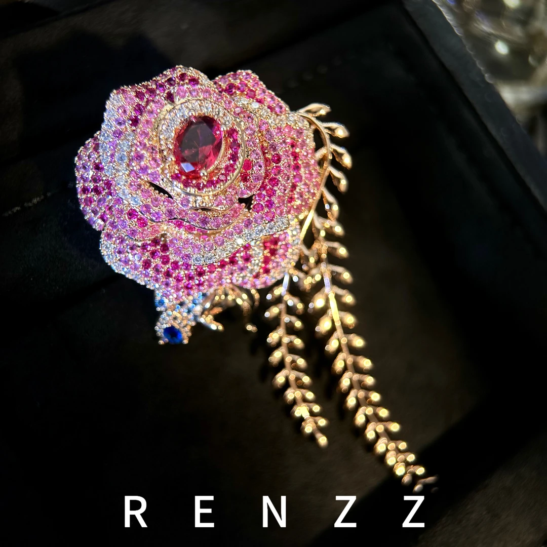 2806粉色山茶花玫瑰花胸针