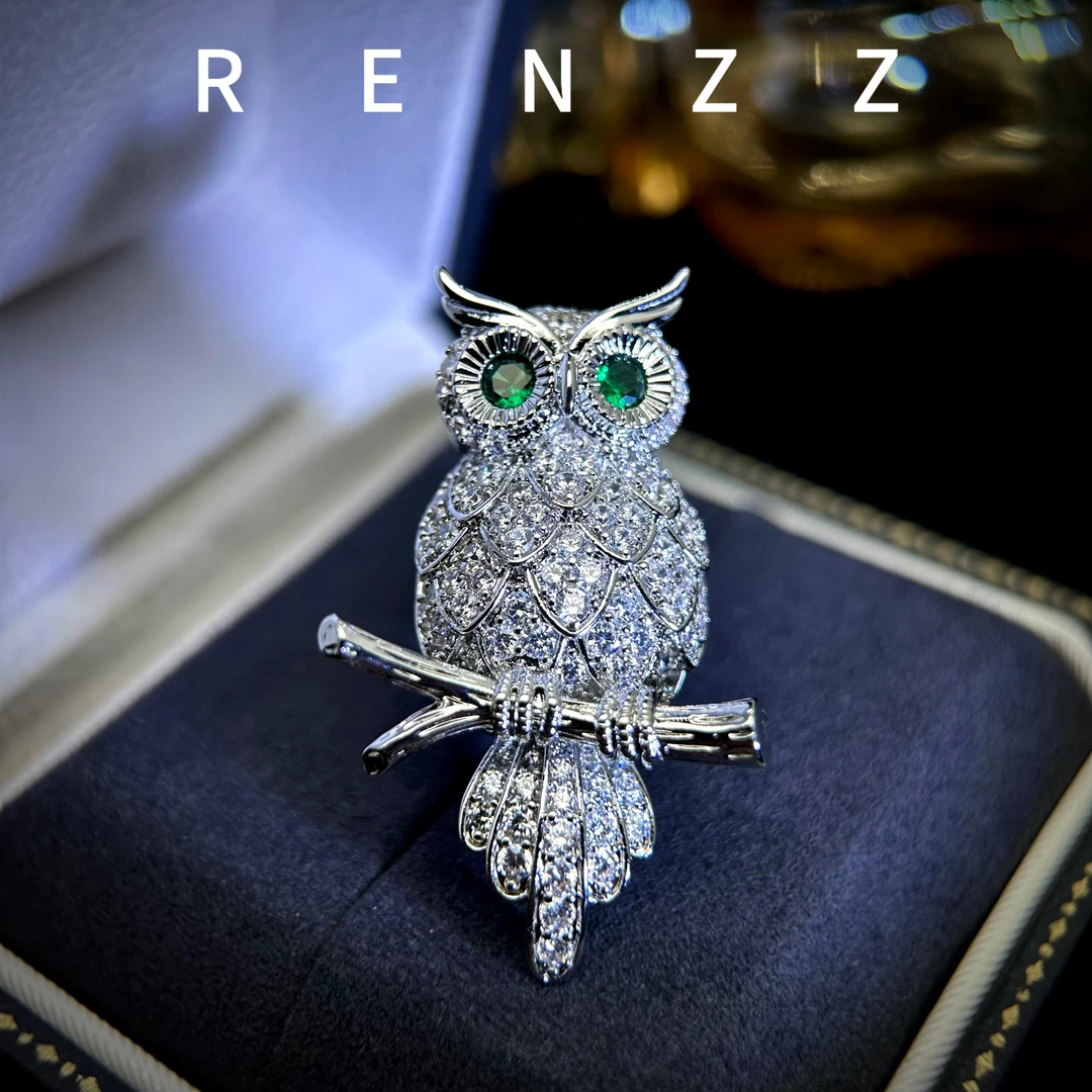 5245白色猫头鹰轻奢胸针