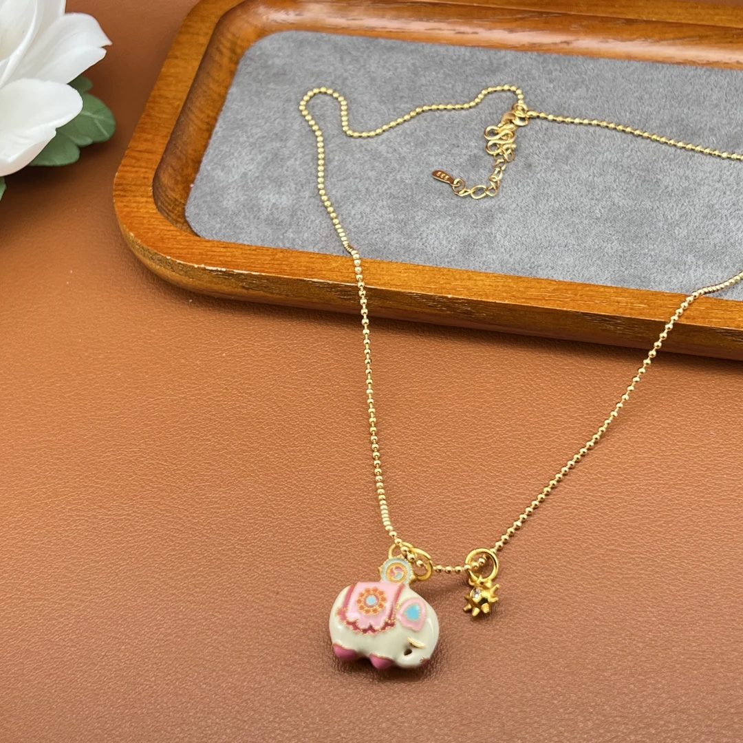 6838粉色大象项链