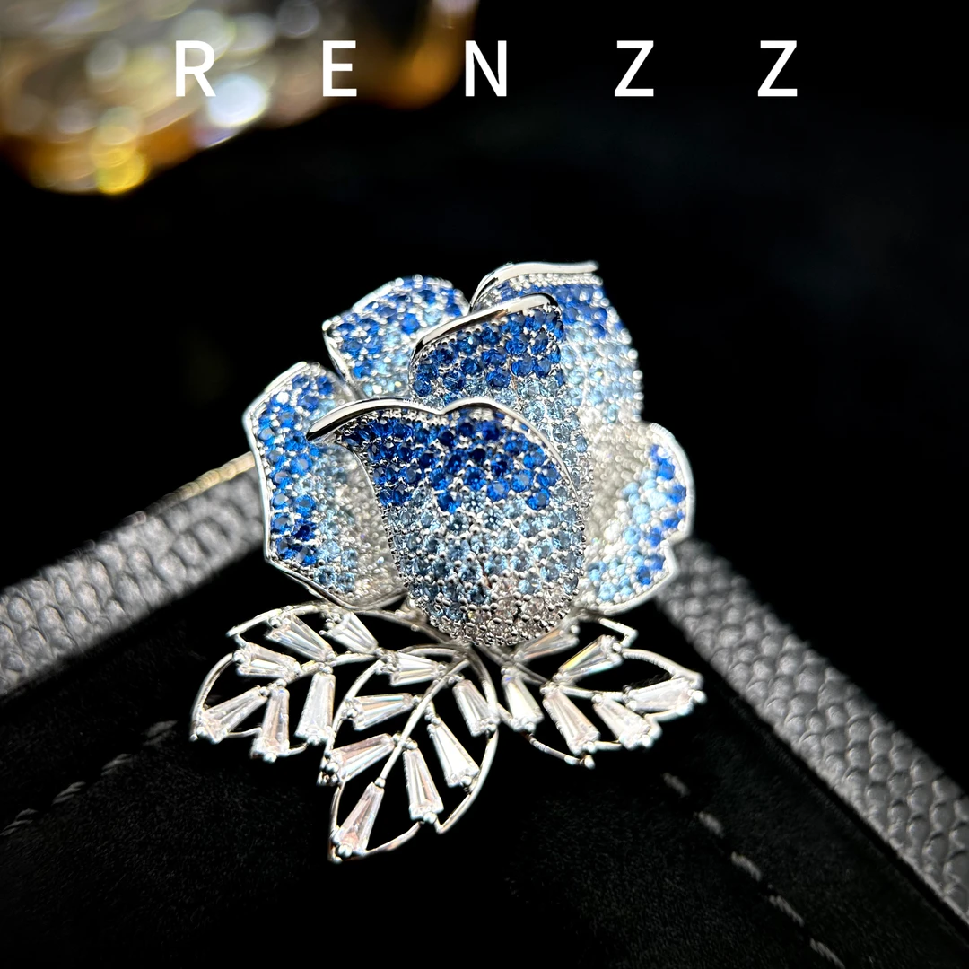 1426蓝色玫瑰花胸针