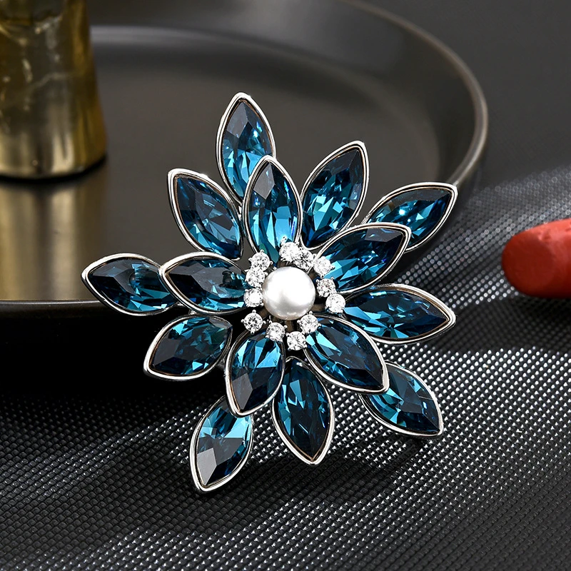 1485韩★【蓝色莲花】时尚优雅气质个性百搭胸针