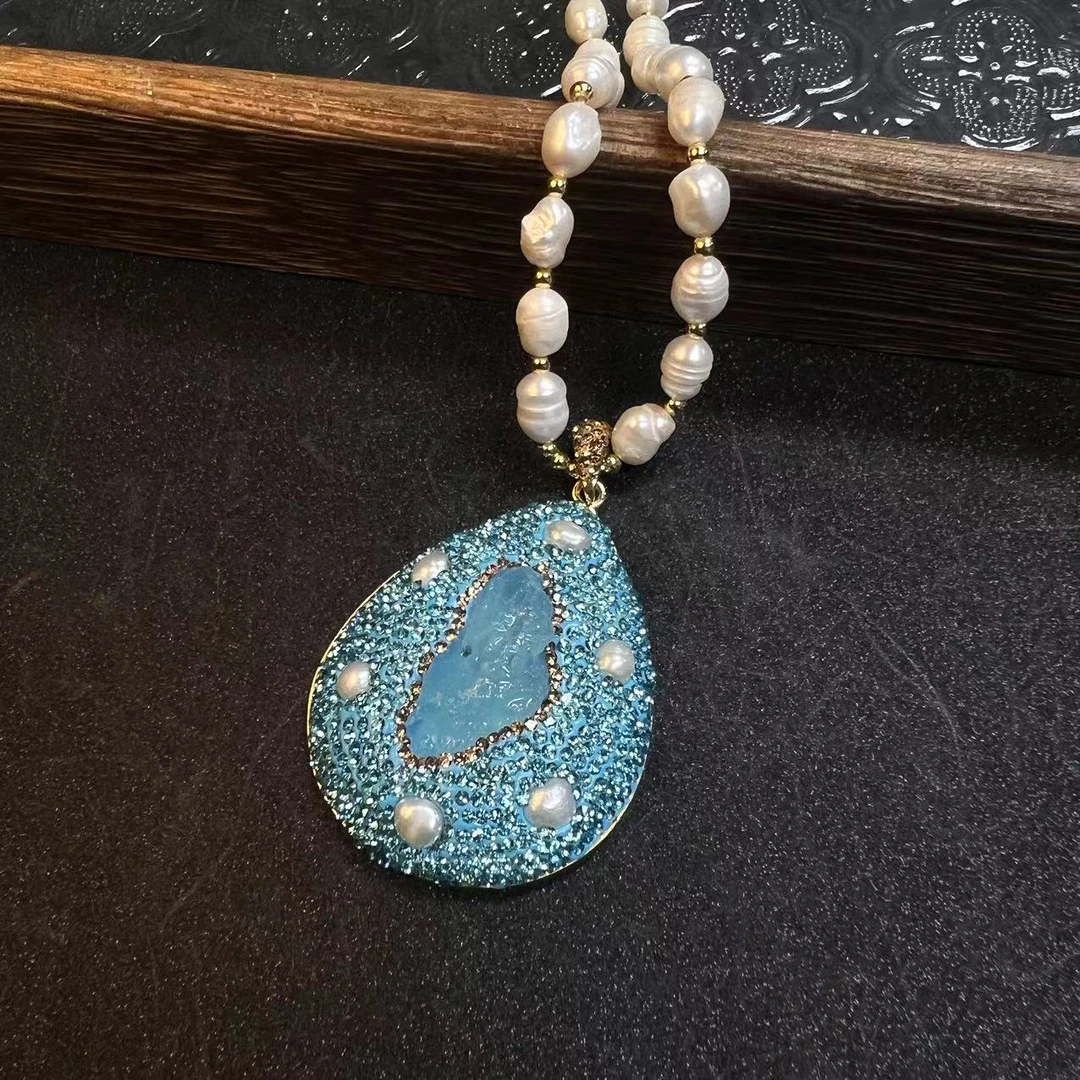 3649海蓝色花之舞项链