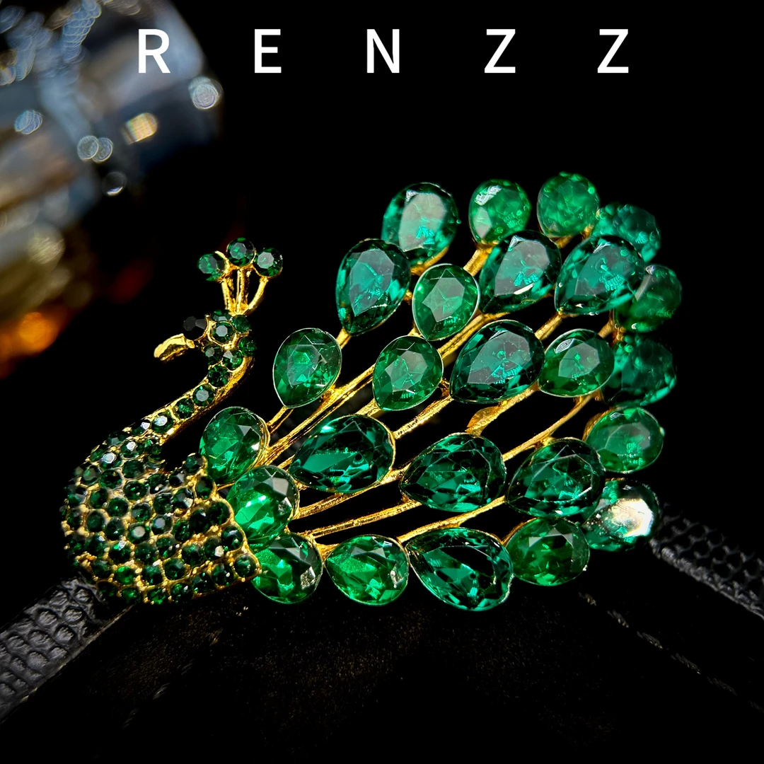 7523法★【绿色孔雀】绿色孔雀轻奢胸针