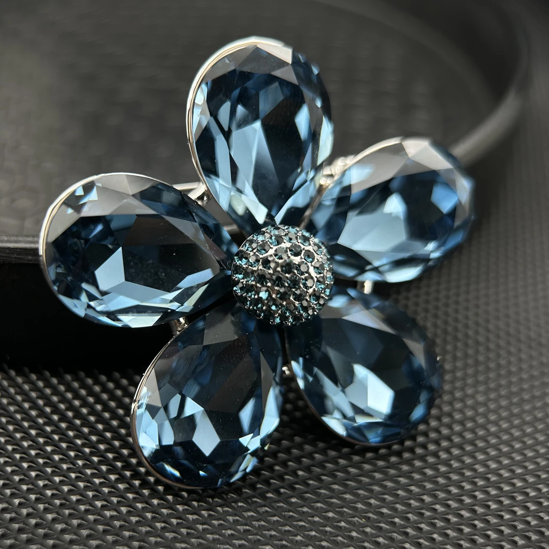 3577欧★【五瓣花】复古奢华蓝色高档百搭胸针