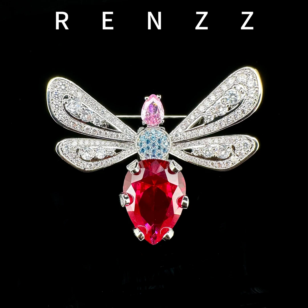 2990【巴黎蜜蜂】高定红宝石高级西服胸针