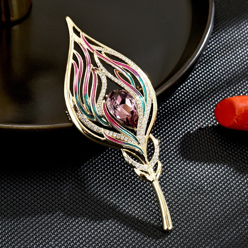 1446彩色翎羽胸针羽毛胸针