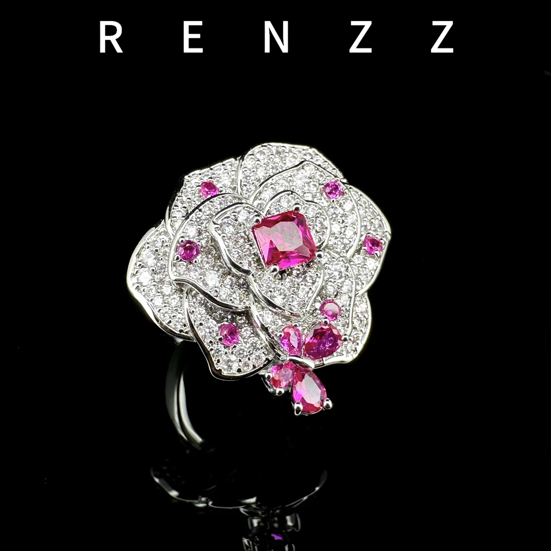 3865蝴蝶山茶花轻奢戒指