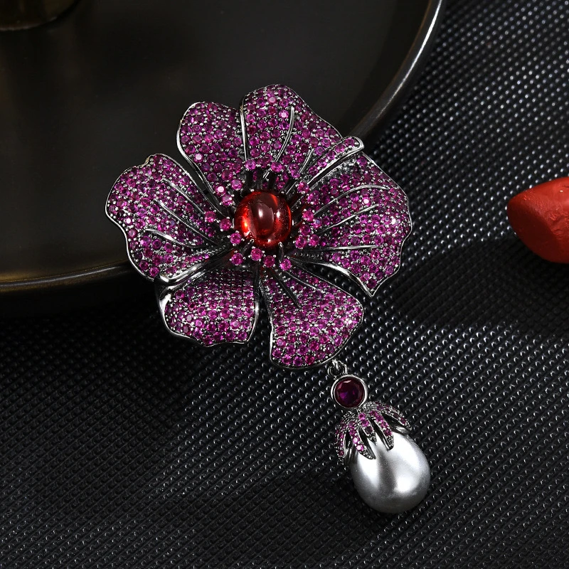 0826（活口）法★【水中芙蓉】紫色西服胸针