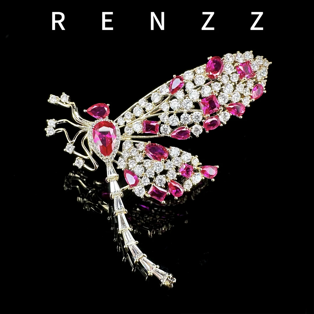 2875法★【玫红色蜻蜓】梦幻时尚百搭蜻蜓胸针