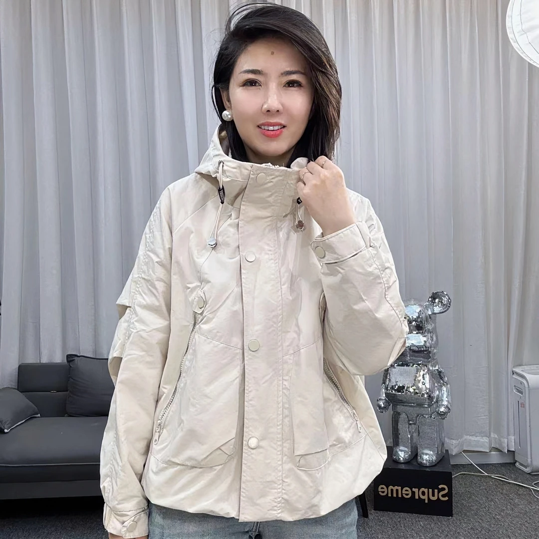 华姐家爆款冲锋衣外套女轻薄透气防晒衣短款休闲风衣简约百搭夹克