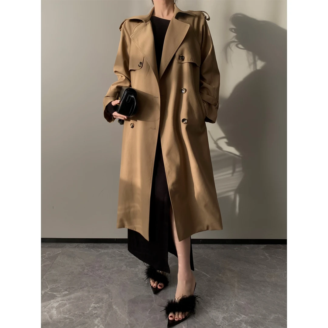 JIJINQI春秋韩版气质中长款潮流英伦风百搭过膝休闲风衣JINQB0887