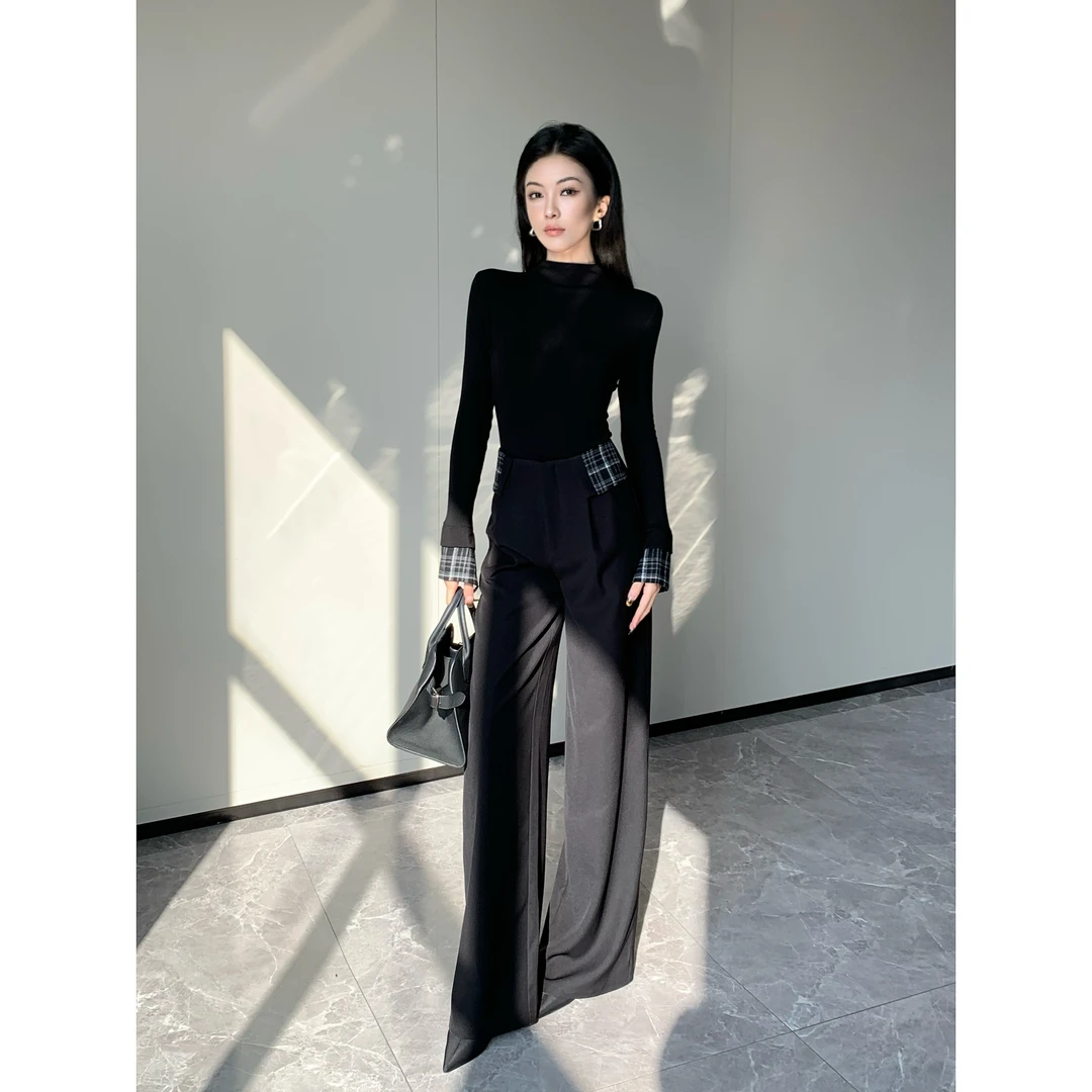 JIJINQI显瘦高腰百搭设计感休闲裤秋季新款垂感阔腿裤JC10KZPT485