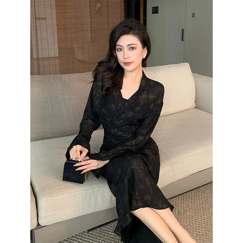 JIJINQI黑色时尚两件套连衣裙气质背心裙子时尚套装JINQCSP0240