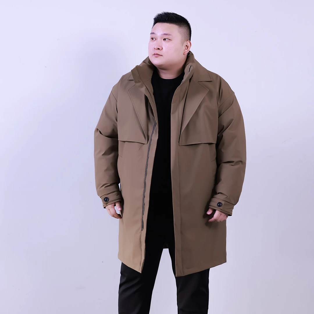 【展翔大码男装】中长款90绒羽绒服男冬季外套时尚立领加厚款