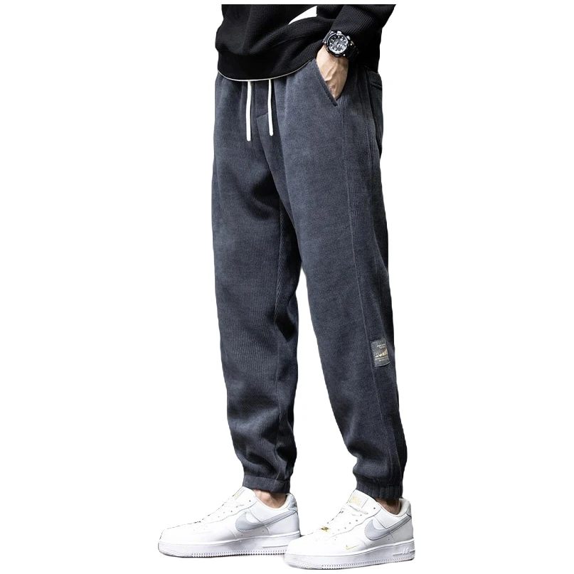 瑟图肖秋冬季新款灯芯绒裤子男士宽松束脚运动裤大码休闲长裤男裤