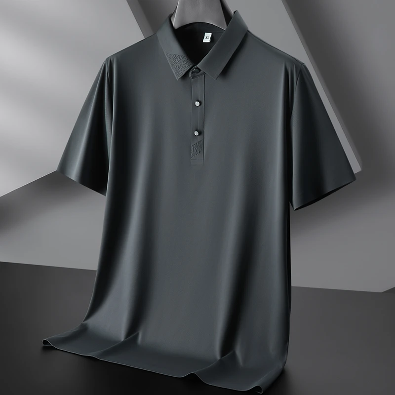 瑟图肖冰丝高端短袖polo衫中年高弹商务速干半袖翻领T恤夏装男士