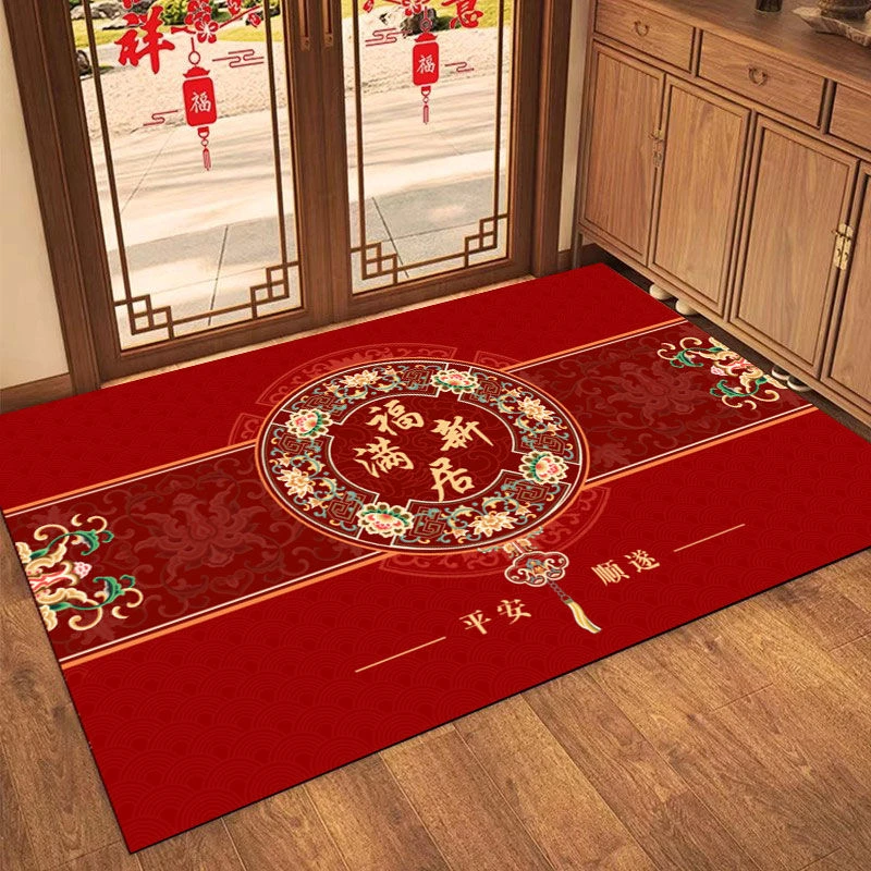 硅藻泥地垫入户玄关垫乔迁新居红色防滑吸水脚垫速干家用丝绵填充