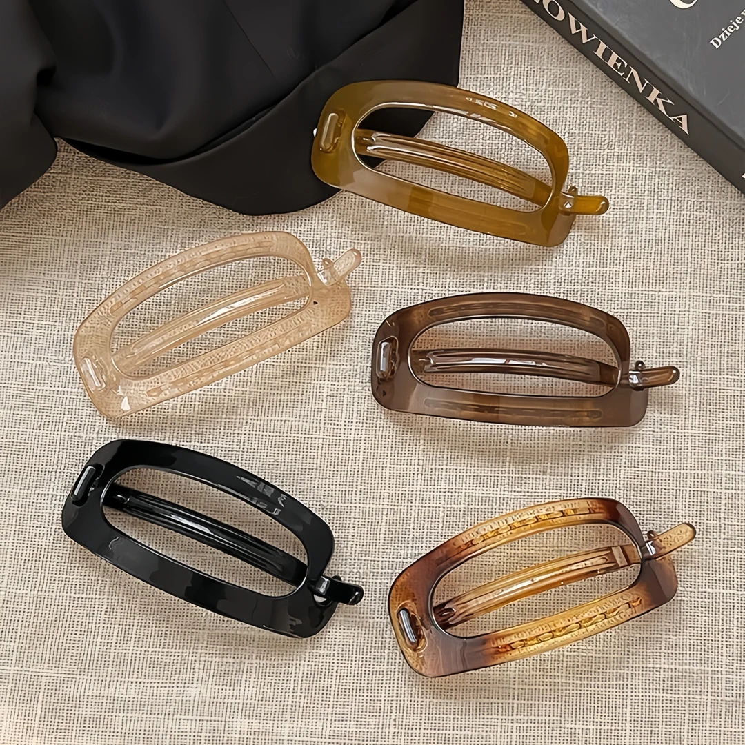 法式气质镂空发夹女后脑勺盘发青蛙扣高级感发量多一字扭扭夹头饰