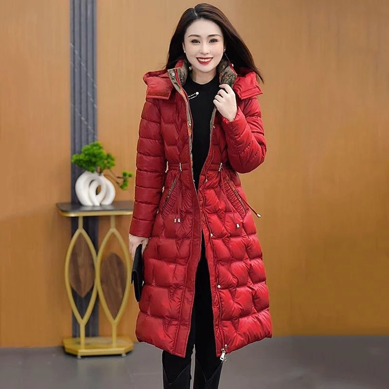 气质连帽棉服女2025冬季外套加厚韩版宽松棉衣洋气中长款高端大衣