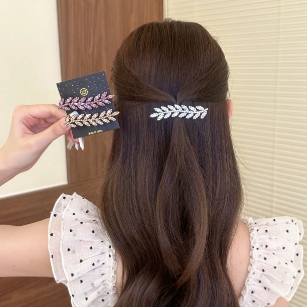 新款麦穗闪闪冰透感女鸭嘴夹发卡侧边夹碎发整理气质发饰不伤发