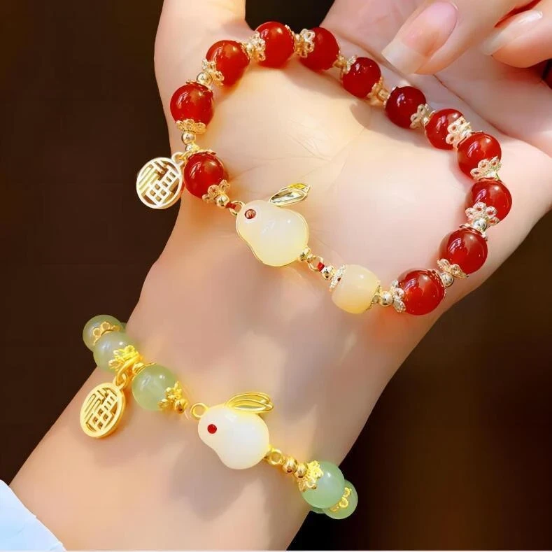 合成金属亚克力手链 百搭手链女款可爱兔兔高颜值手串时尚