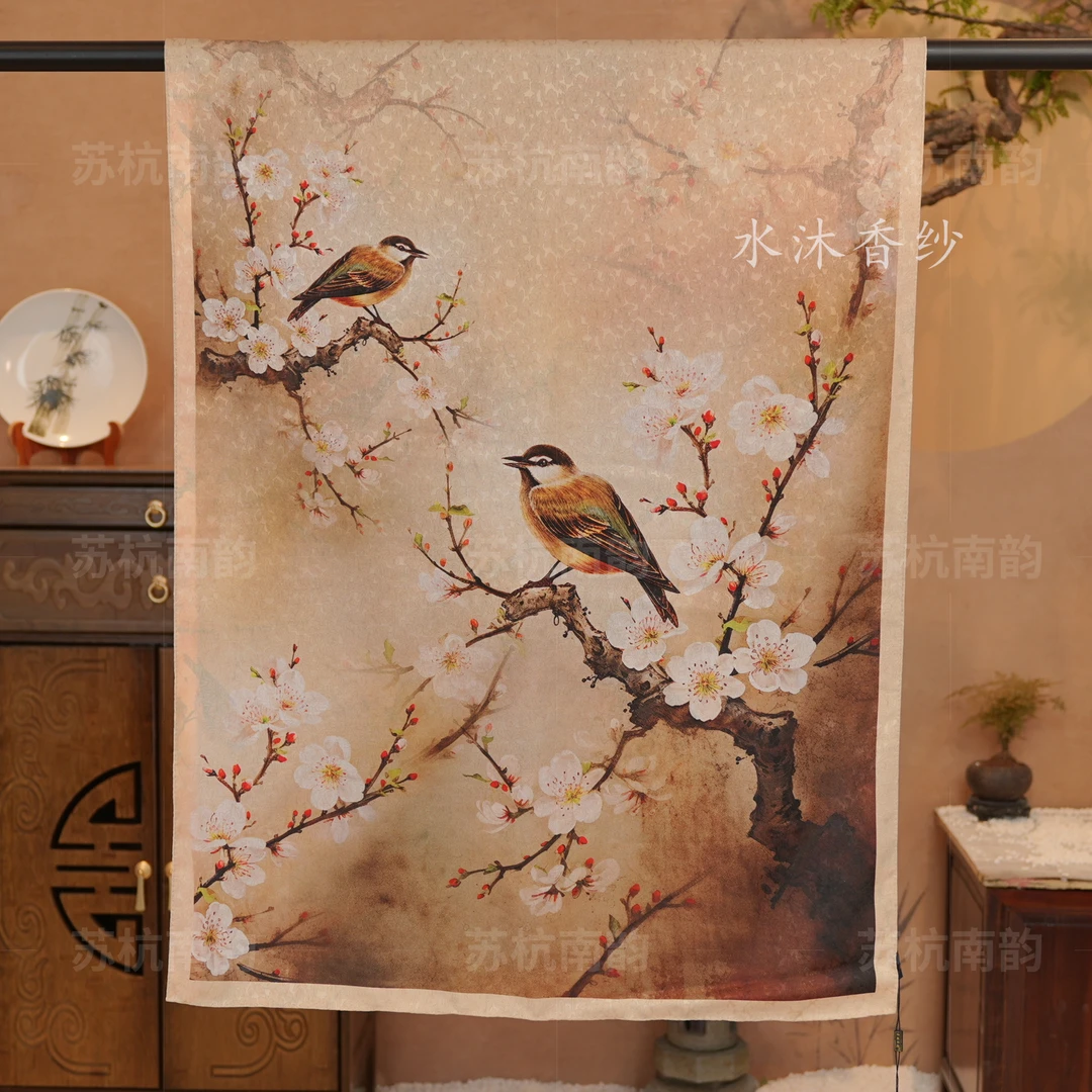 【A22-42见鹊报喜】180*70丝巾气质高档女士夏季薄款中式中国风