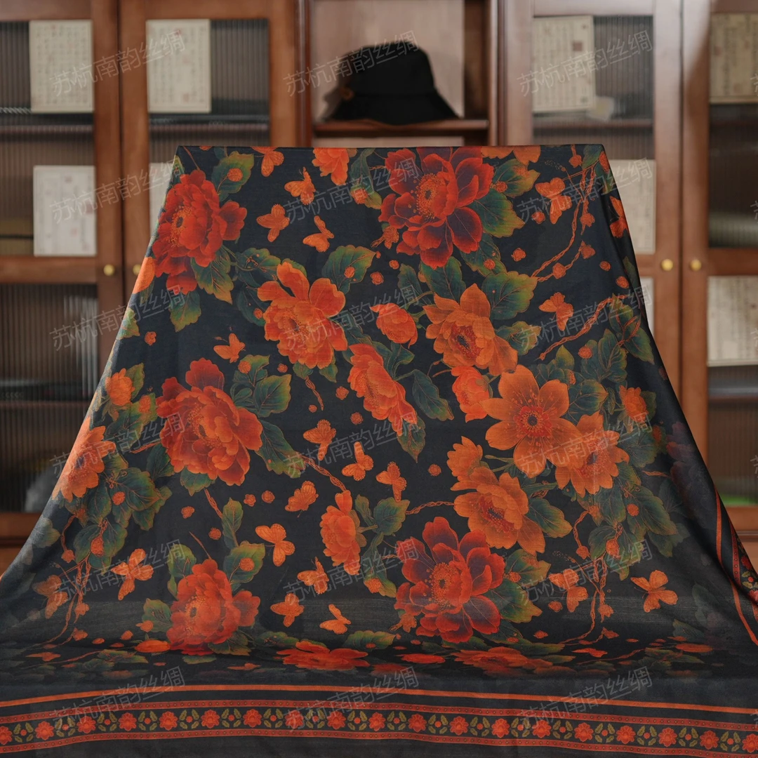 新【C73-179 繁花】120*120高端定制国风提花百搭丝巾中国风碎花