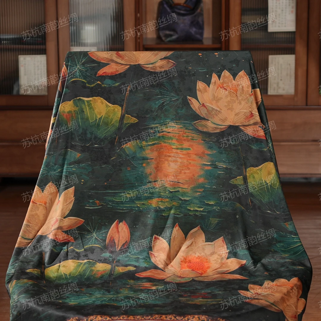 新【C83-144夏夜睡莲】140*140提花丝巾披肩香云纱百搭大方女士双面