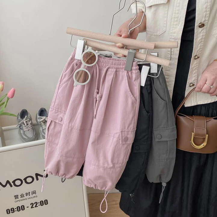 【纯棉 】女童裤秋装外穿洋气韩版儿童宽松休闲长裤宝宝秋季工装