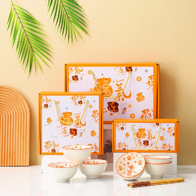 活动伴手礼日式招财猫碗筷套装开业陶瓷餐具礼盒装创意小礼品套碗
