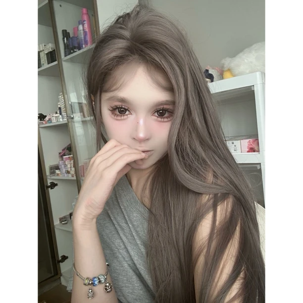 【逸小劳专属】瑞丝芙迷雾灰紫小额蕾丝整顶假发韩系ins风显白仿真
