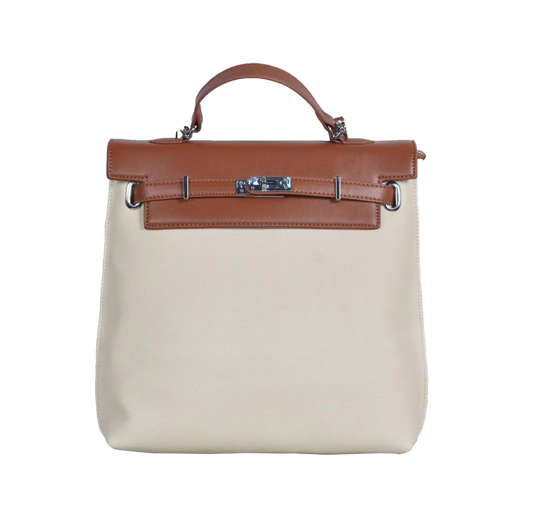 2023通勤大容量手提百搭双肩包高级感斜跨拼色轻奢经典休闲撞色