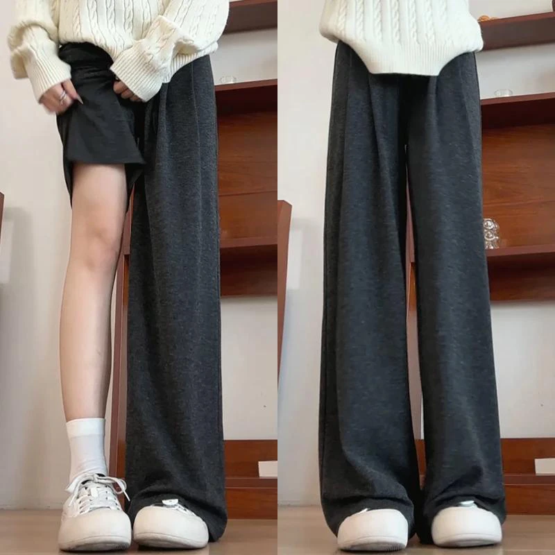糯米裤女小个子秋冬季2025新款高腰垂感休闲显瘦垂坠感针织裤子