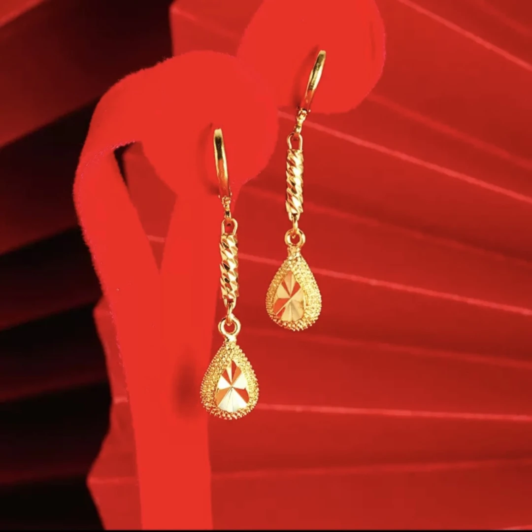 铜合金耳饰 【新款 圆管 水滴耳筘款】时尚简约百搭款女式耳环