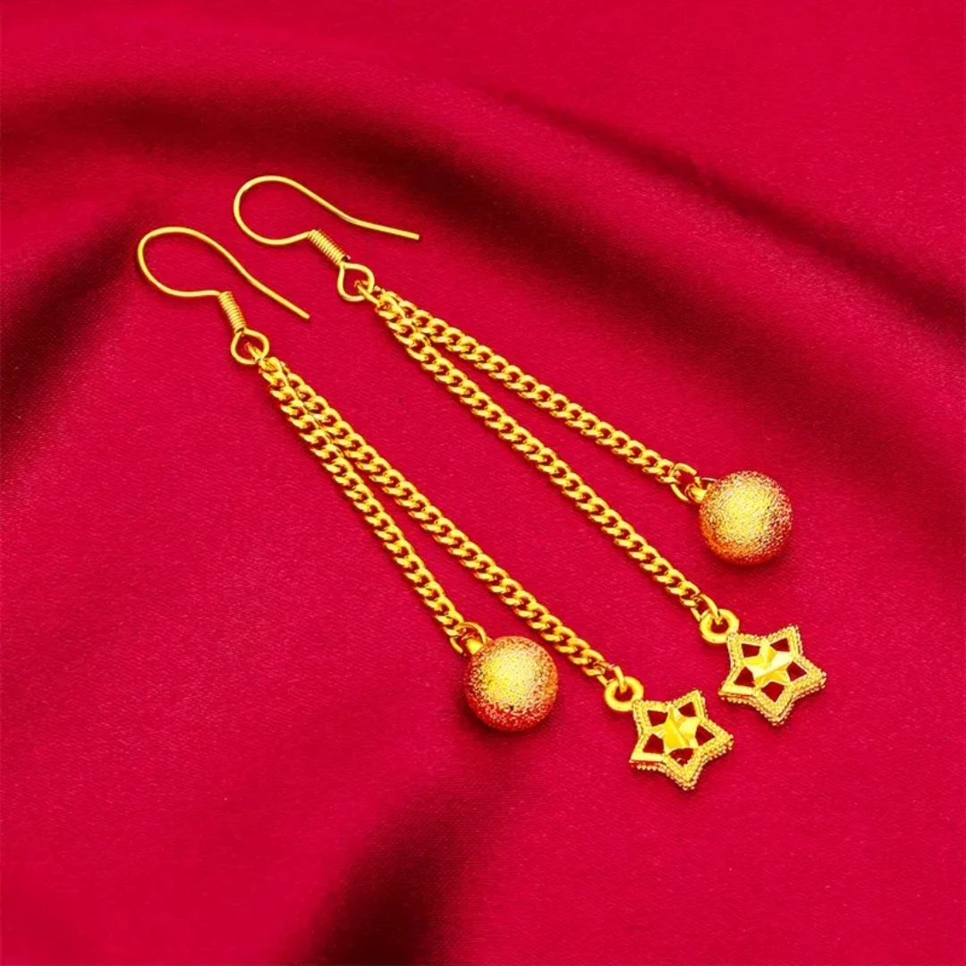 铜合金耳饰 【五角星珠珠流苏耳钩款】时尚百搭气质女款耳饰