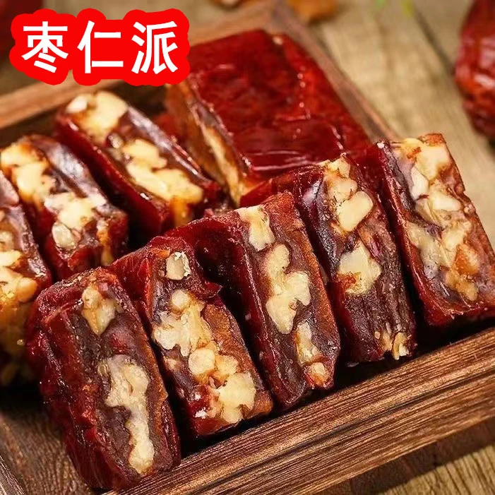 新疆爆款无蔗糖枣仁派即食250/袋枣夹核桃蜜饯果干营养代餐零食