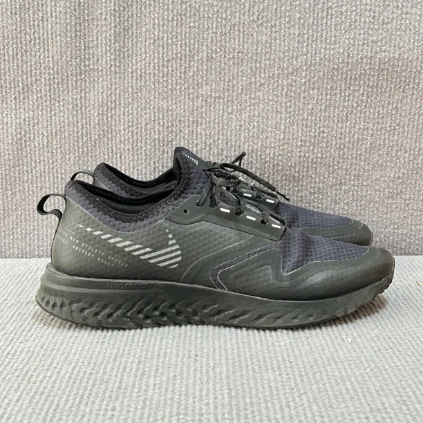 43码Nike Odyssey React 2 Shield 跑鞋 纯黑 公价1199 二手90新