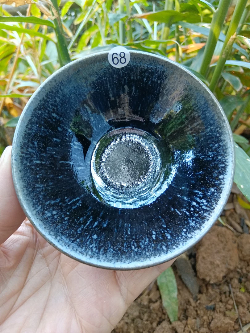 一纹一盏龙窑柴烧盏，黑底银斑盏，建窑建盏主人杯（以直播实物为准）