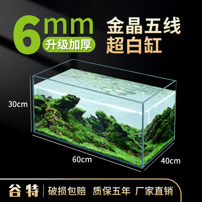 谷特长60宽40高30厚6毫米金晶五线超白鱼缸家用客厅玻璃缸定制