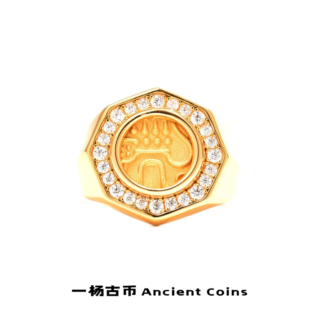 925银戒指 【科钦金币】GB-JZ050科钦金币八边形个性复古风币戒指
