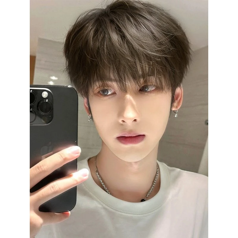 假发男短发自然微分碎盖男士全头套式日常黑色男生仿真男式假发套