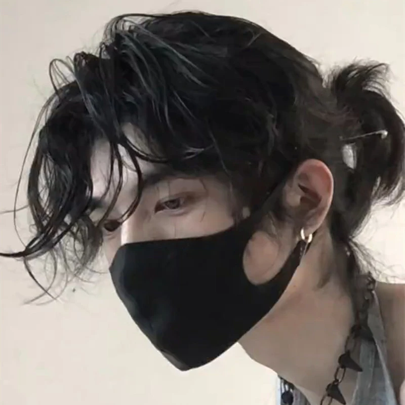 鲻鱼头假发男短发网红狼尾头可扎款自然蓬松男士日常武士头全头套