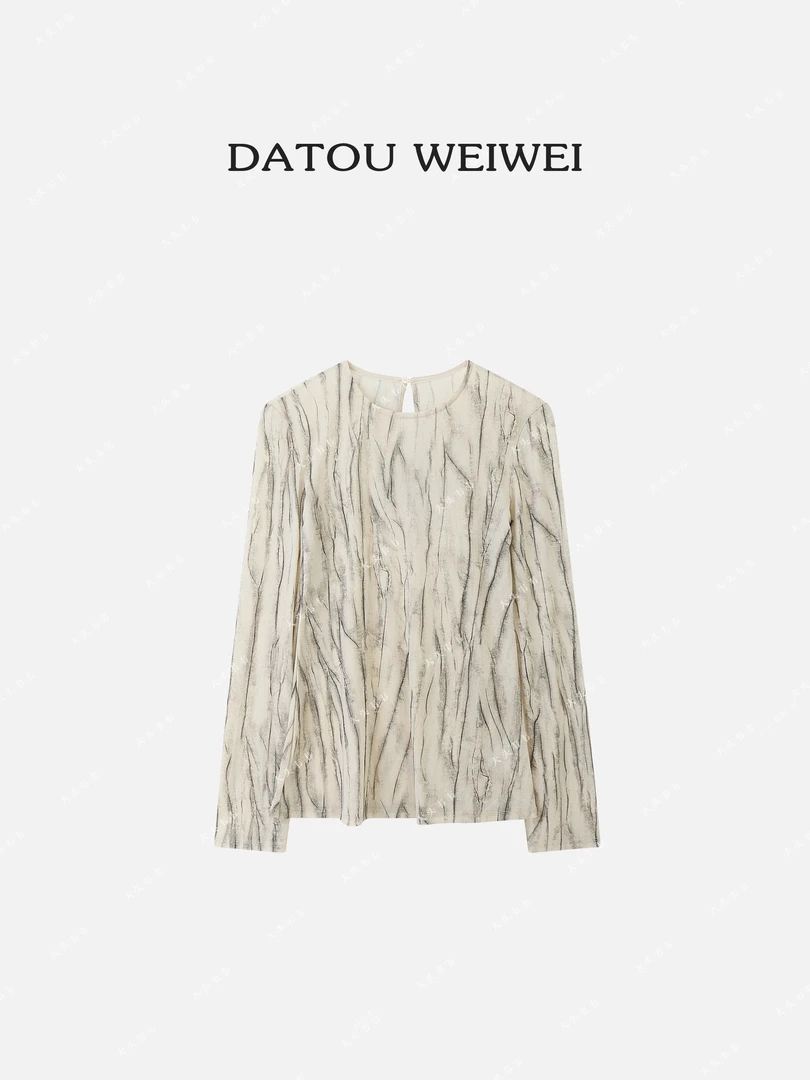 【DTWW大头韦韦】摩登弹力修身银丝网纱上衣打底衫女288228