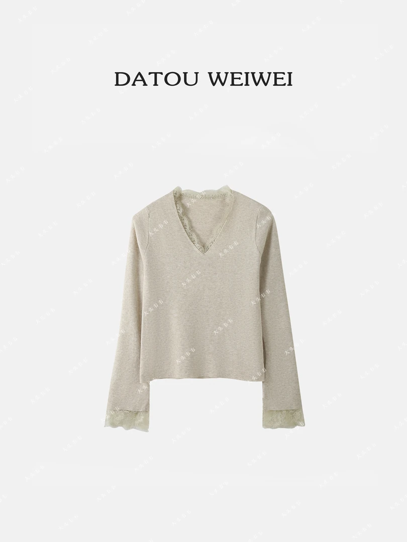 【DTWW大头韦韦】冬季显瘦花边高弹百搭针织毛衣665819