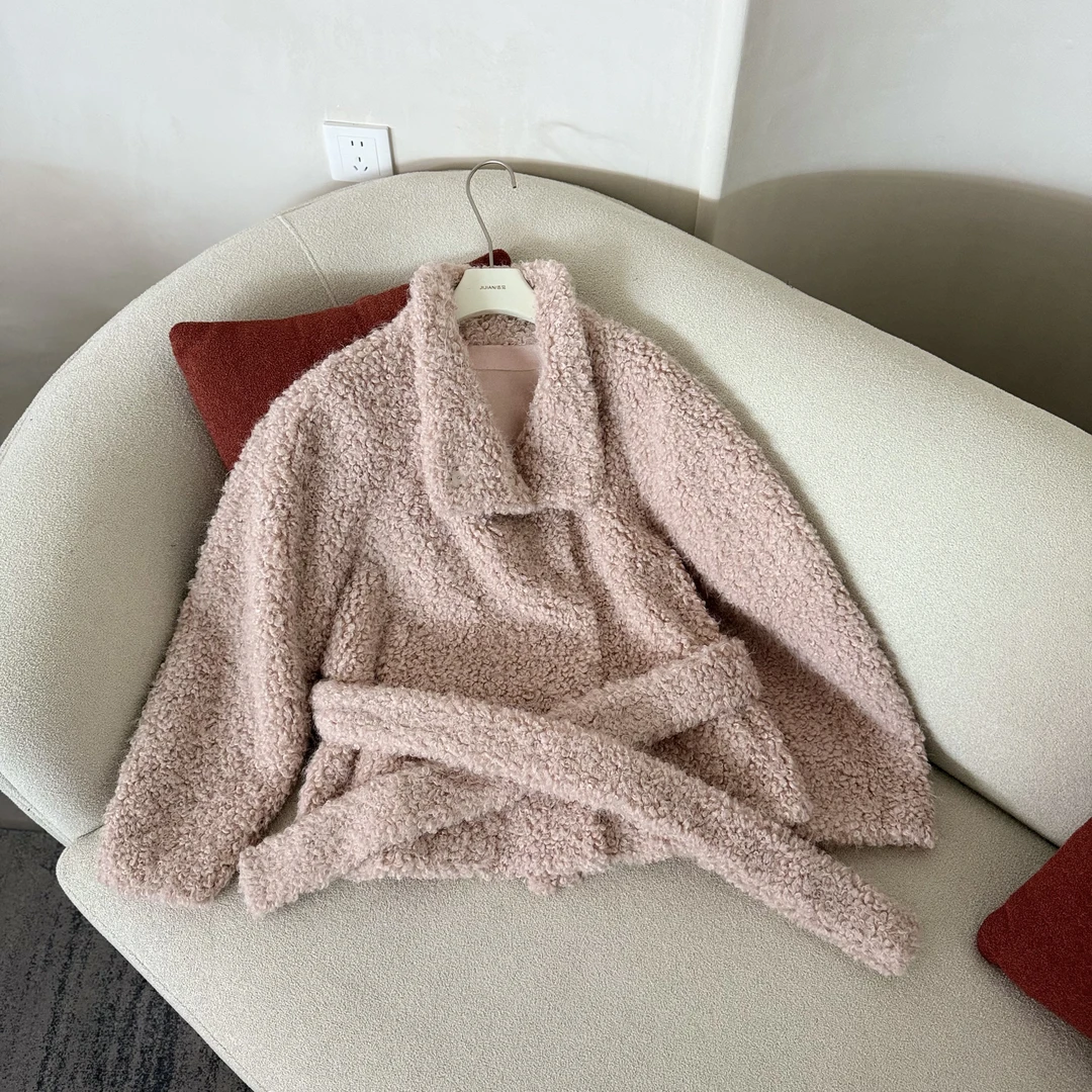 【DTWW大头韦韦】粉色毛毛系带显瘦加厚外套212208