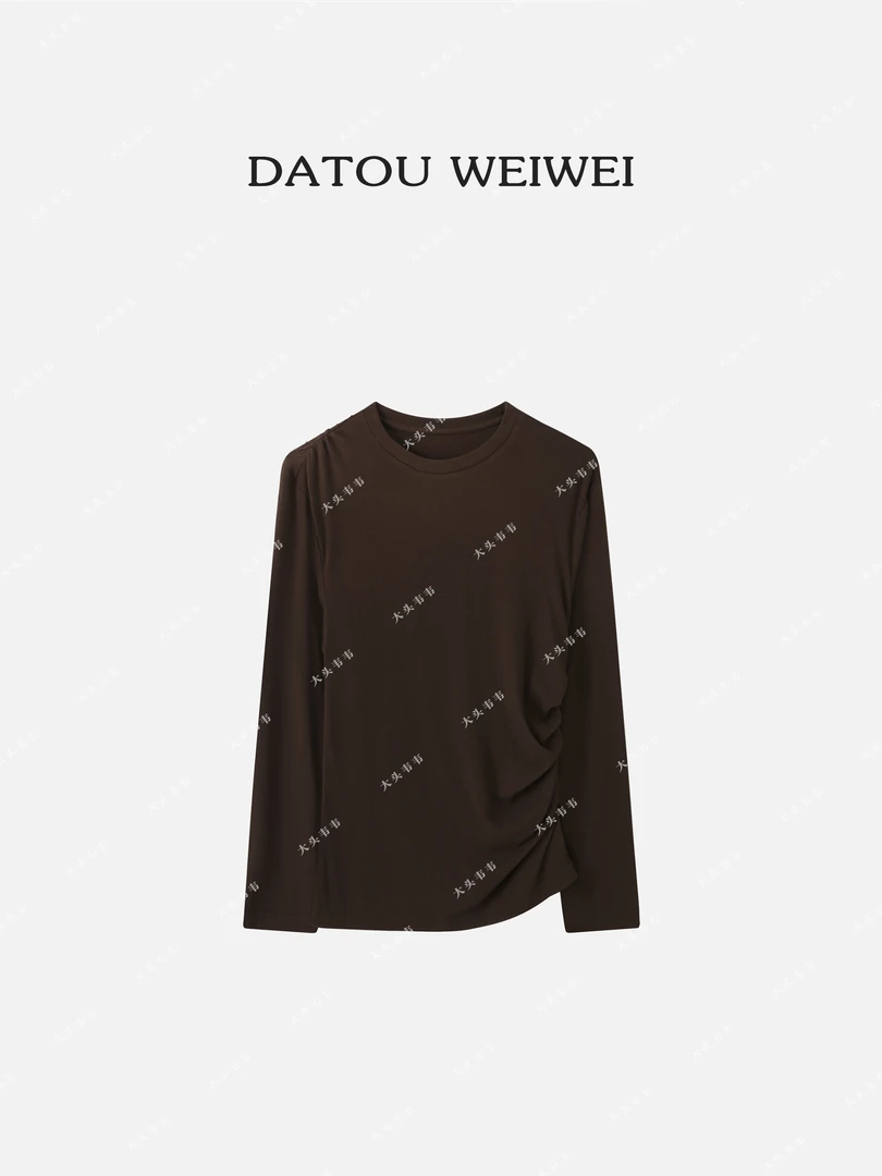 【DTWW大头韦韦】秋日氛围感不对称立体裁剪下摆堆褶百搭长袖559215